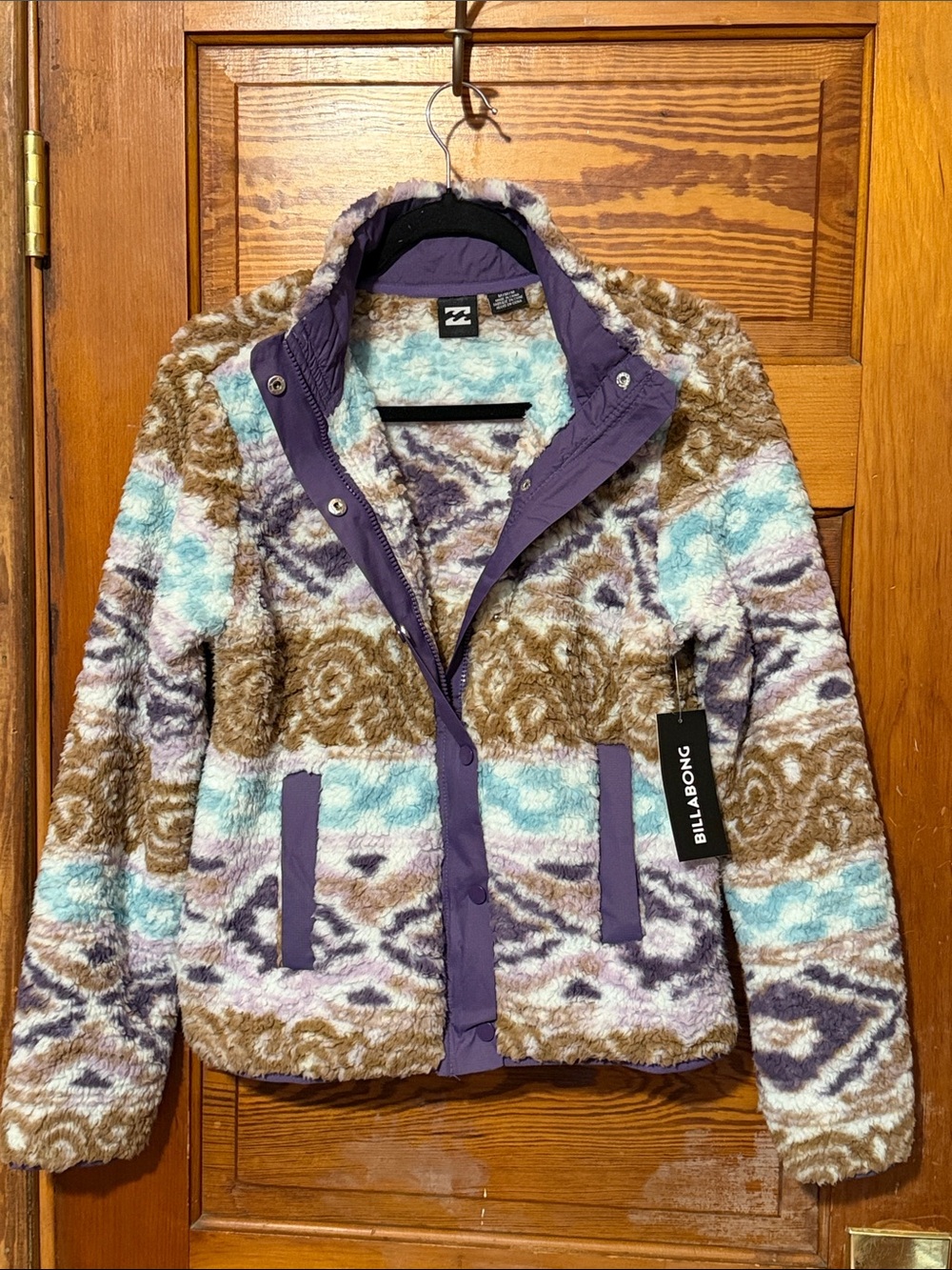 NWT Billabong Sherpa Jacket Full Zip and Snap Closure Size Medium